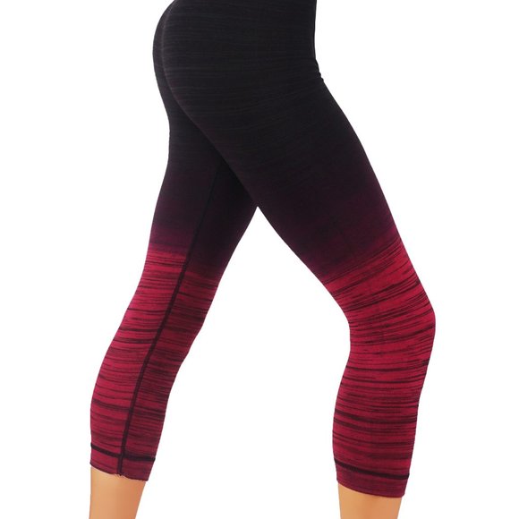 Black and Burgandy Capri ombré leggings - Picture 3 of 4